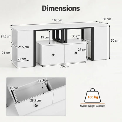Wood TV Cabinet Lowboard TV Stand with 2 Large Drawers