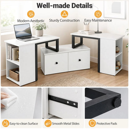 Wood TV Cabinet Lowboard TV Stand with 2 Large Drawers
