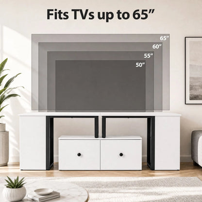 Wood TV Cabinet Lowboard TV Stand with 2 Large Drawers