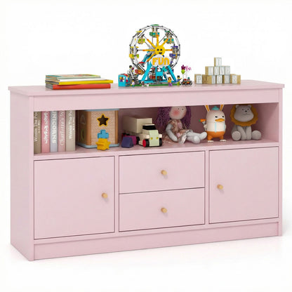 Wooden Kids Toy Children Bookshelf Storage Chest with Open Shelf
