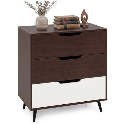 Wooden Nightstand with Anti Tipping Kits and Tall Storage for Living Room