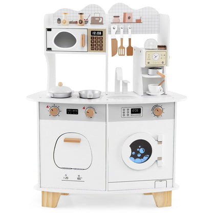 Wooden Kids Kitchen Playset with Coffee Maker for 3+ Years Old