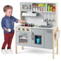 Wooden Kids Play Kitchen Set with Microwave Stoves Oven