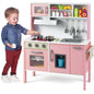 Wooden Kids Play Kitchen Set with Microwave Stoves Oven