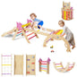 Wooden Montessori Climbing Set with Climbing Rope and Ladder