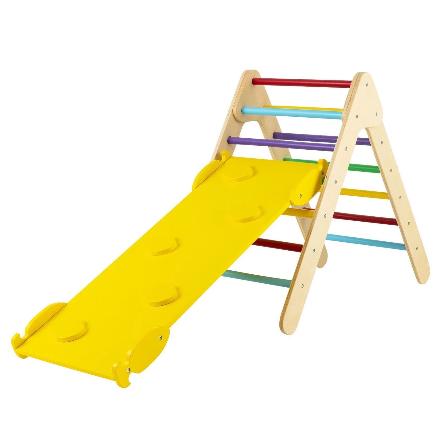 Giantex  Toddler Climbing Frame Kids Wooden Montessori Triangle Climber with Double Sided Ramp