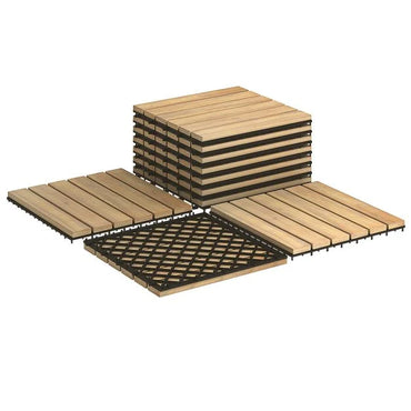 Acacia Wood Interlocking Floor Tiles for Terrace and Balcony