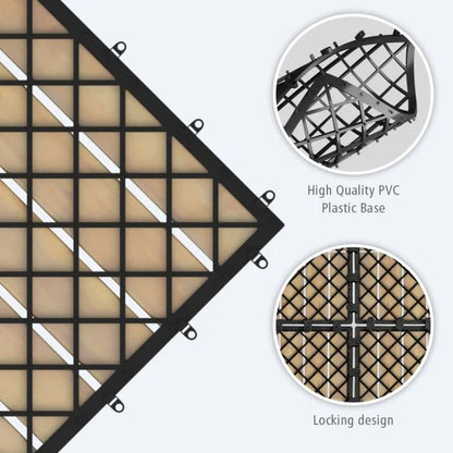 Acacia Wood Interlocking Floor Tiles for Terrace and Balcony