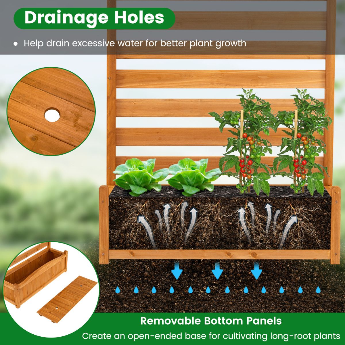 3-Panel Freestanding Air Conditioner Fence with Planter Box