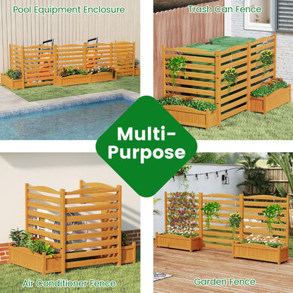 3-Panel Freestanding Air Conditioner Fence with Planter Box
