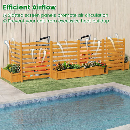 3-Panel Freestanding Air Conditioner Fence with Planter Box