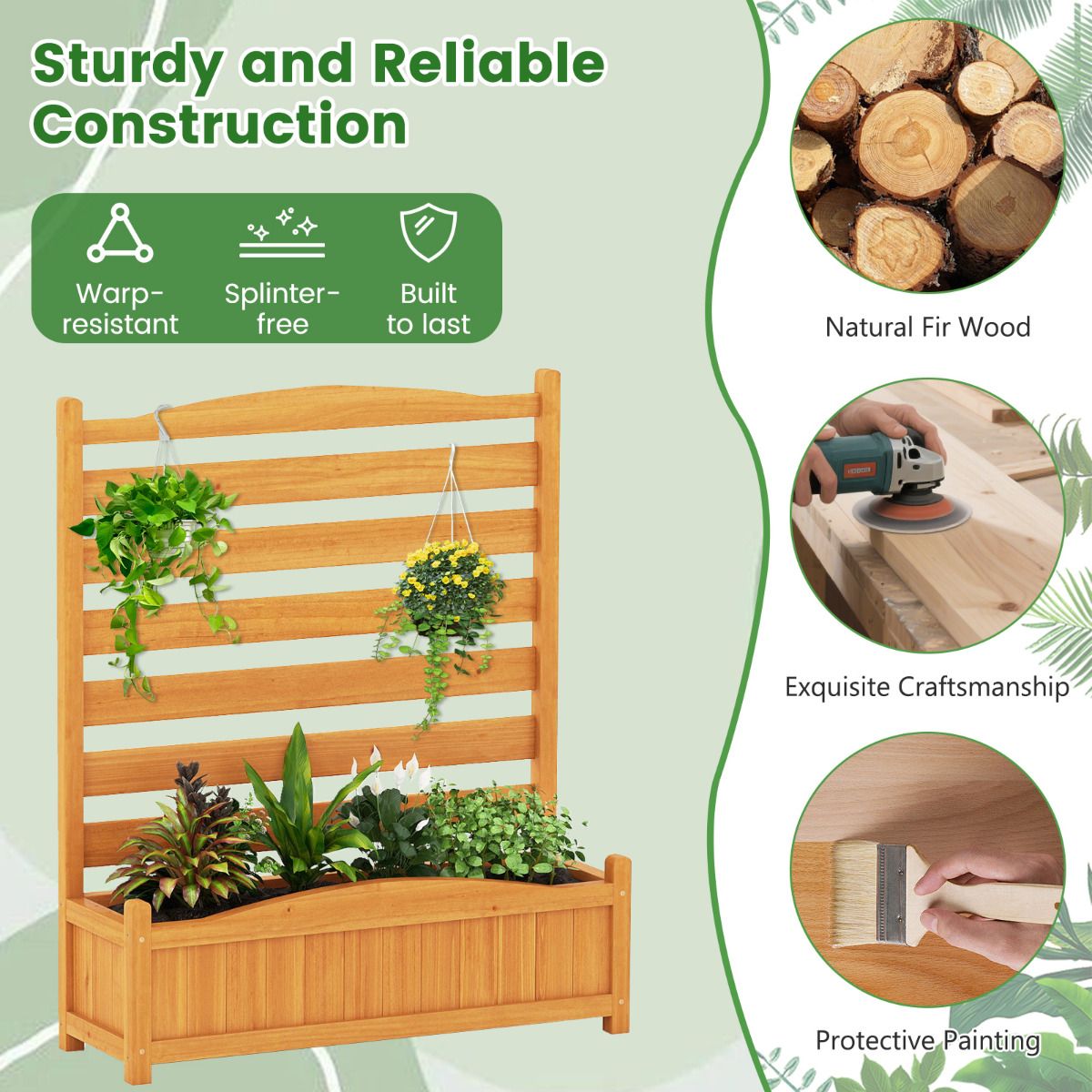 3-Panel Freestanding Air Conditioner Fence with Planter Box