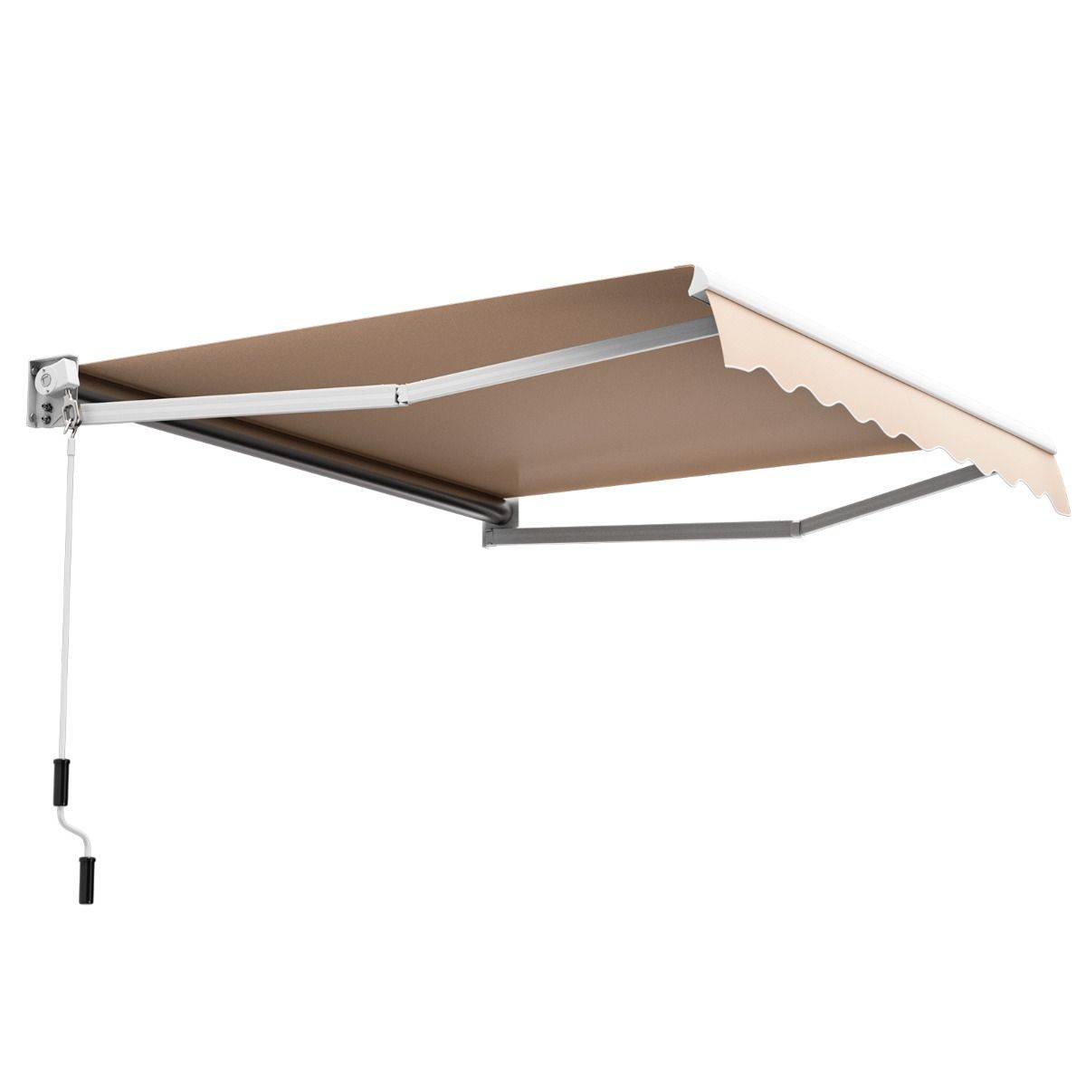Aluminum Patio Sun Shade with Crank Handle and Water-Resistant Polyester