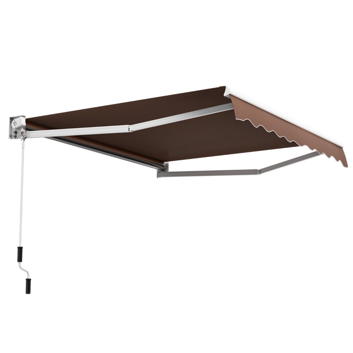Aluminum Patio Sun Shade with Crank Handle and Water-Resistant Polyester