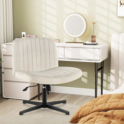 Armless Cross Legged Desk Chair with Wide Seat
