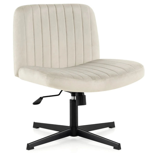 Armless Cross Legged Desk Chair with Wide Seat
