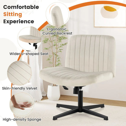 Armless Cross Legged Desk Chair with Wide Seat