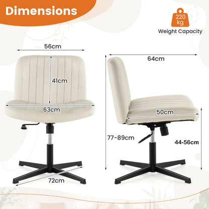 Armless Cross Legged Desk Chair with Wide Seat
