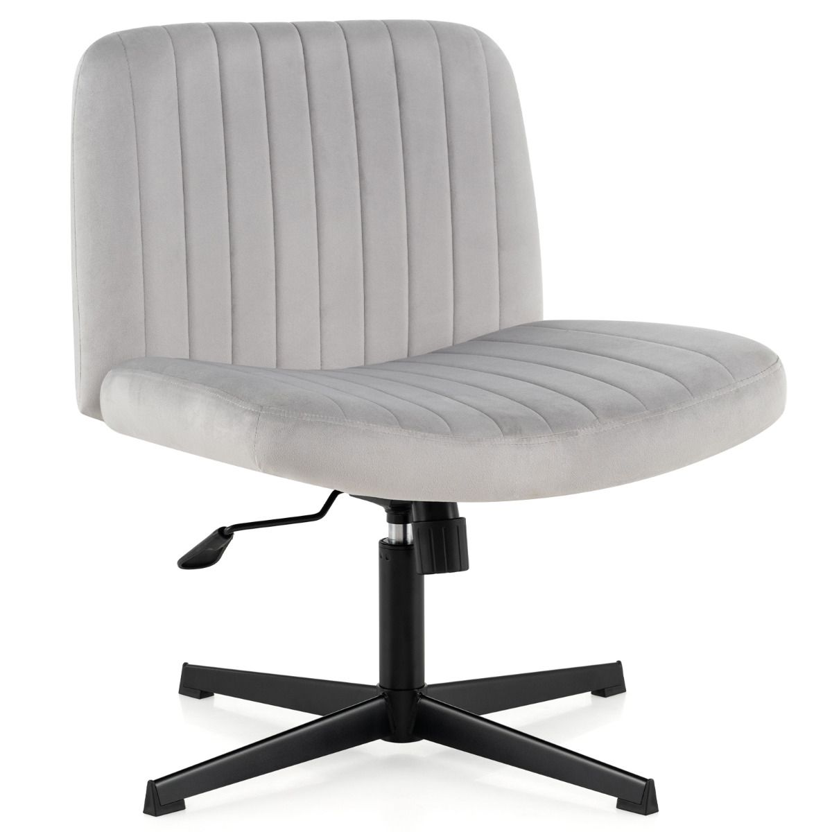 Armless Cross Legged Desk Chair with Wide Seat
