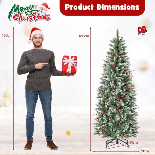 Artificial Christmas Tree with Branch Tips and Natural Pine Cones