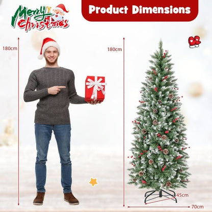 Artificial Christmas Tree with Branch Tips and Natural Pine Cones