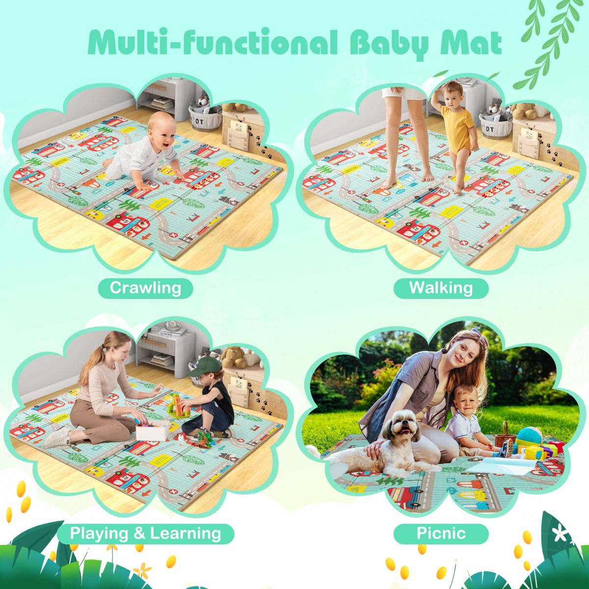 Baby Play Mat 178 x 148 cm Foldable Baby Activity Mat for Floor