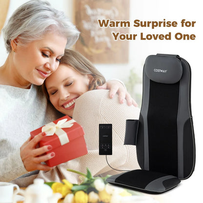 Back Massager with Heat Shiatsu Massage Chair Pad with 4 Kneading Rolling Nodes and 2 Vibrating Motors