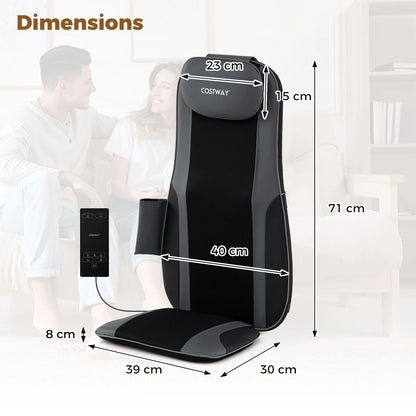 Back Massager with Heat Shiatsu Massage Chair Pad with 4 Kneading Rolling Nodes and 2 Vibrating Motors
