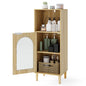 Bathroom Floor Cabinet, Freestanding Storage Cupboard with Tempered Glass Door