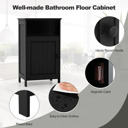 Bathroom Floor Single Door Side Cabinet with Open Compartment