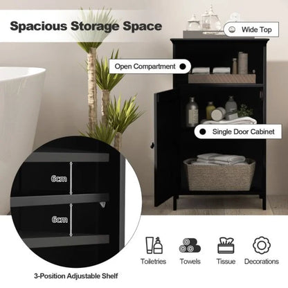 Bathroom Floor Single Door Side Cabinet with Open Compartment