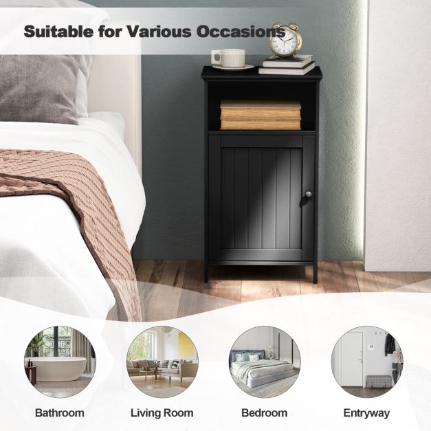 Bathroom Floor Single Door Side Cabinet with Open Compartment