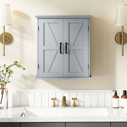 Bathroom Wall Cabinet with 2 Doors and Adjustable Shelves
