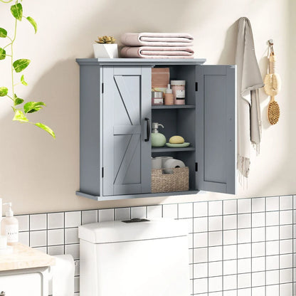 Bathroom Wall Cabinet with 2 Doors and Adjustable Shelves