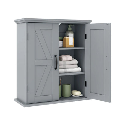 Bathroom Wall Cabinet with 2 Doors and Adjustable Shelves