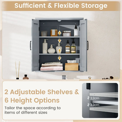 Bathroom Wall Cabinet with 2 Doors and Adjustable Shelves