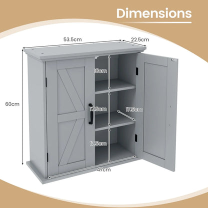 Bathroom Wall Cabinet with 2 Doors and Adjustable Shelves