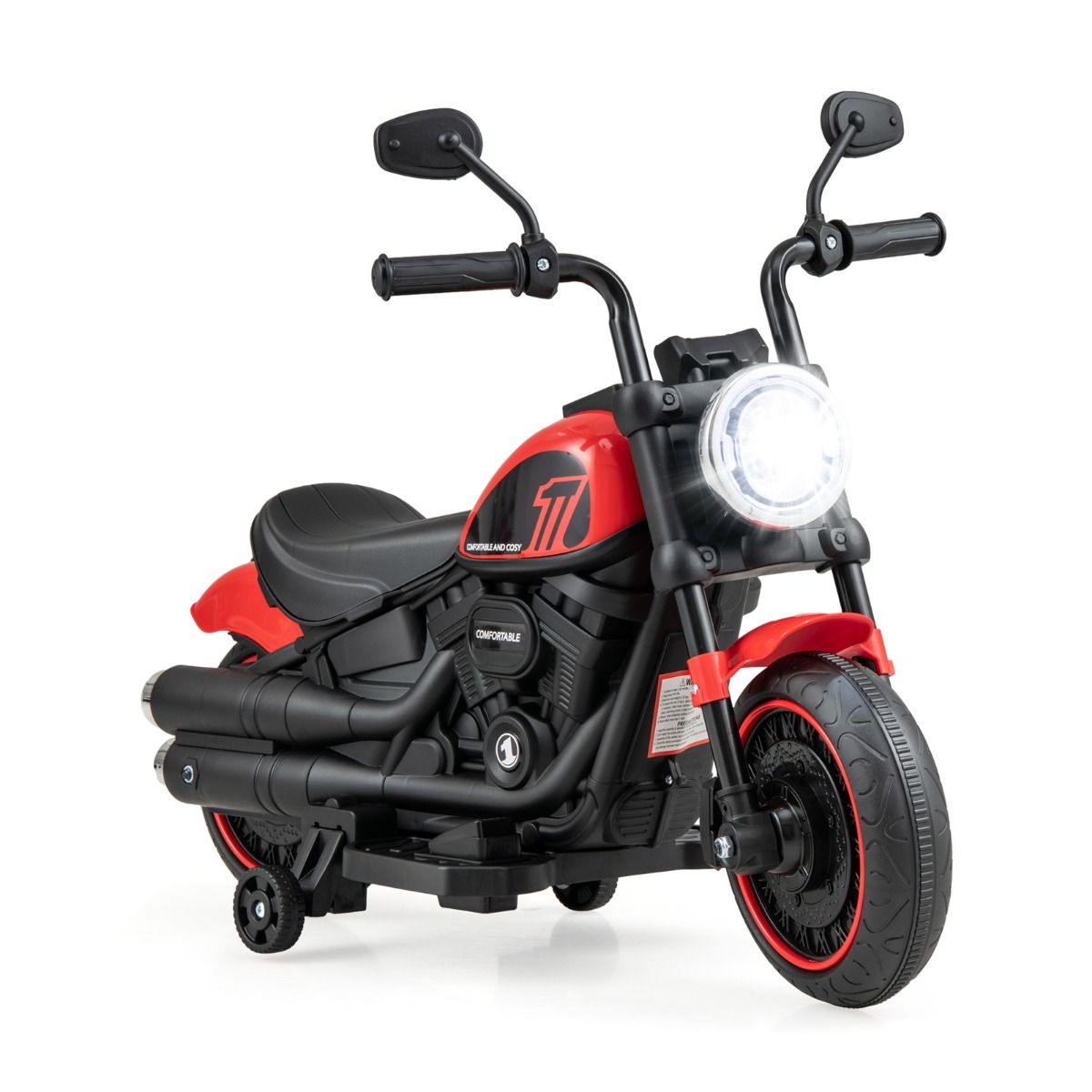 6V Kids Ride On Motorcycle with Training Wheels and Headlight for Toddlers