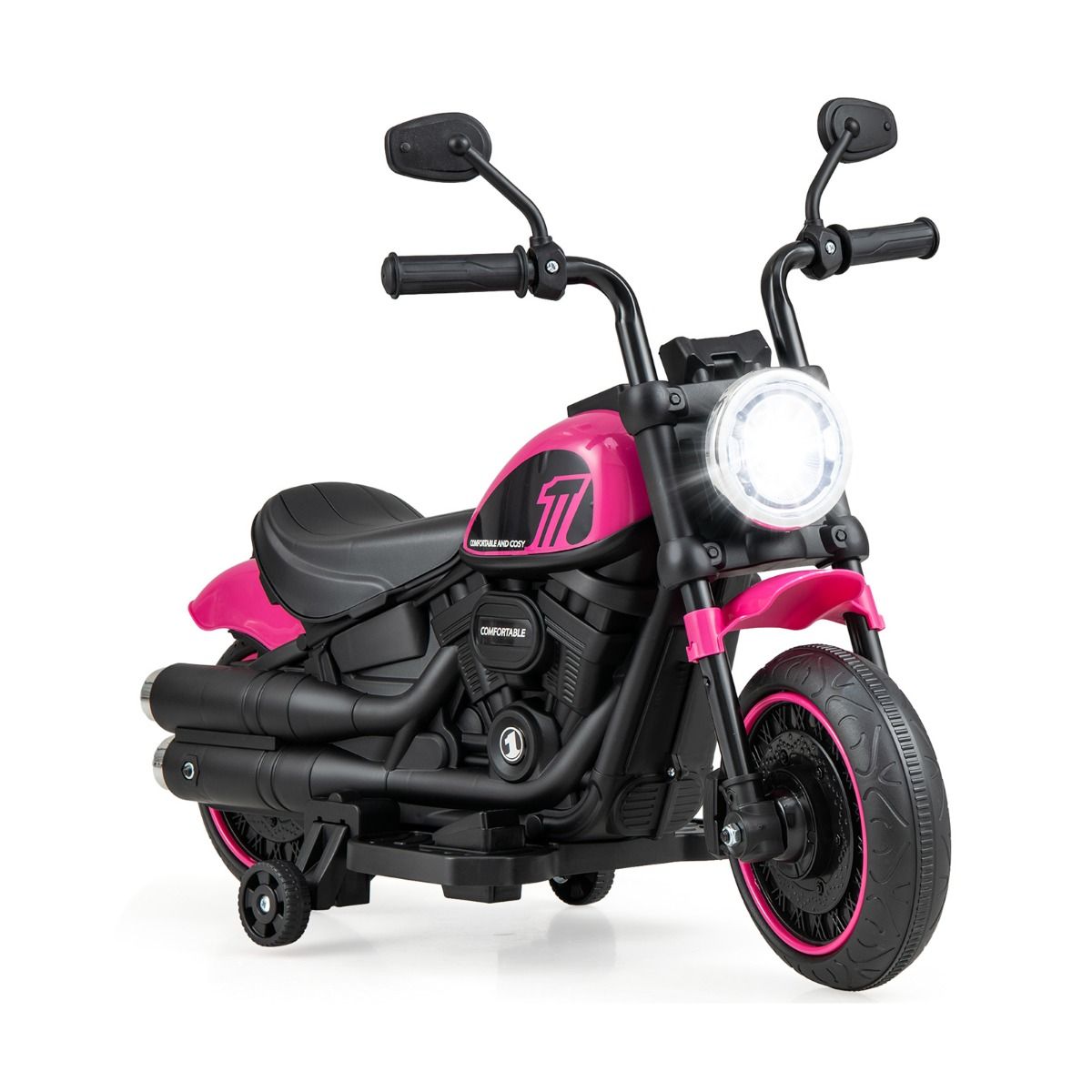 6V Kids Ride On Motorcycle with Training Wheels and Headlight for Toddlers