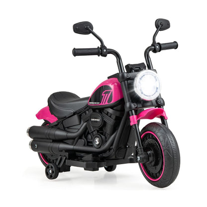 6V Kids Ride On Motorcycle with Training Wheels and Headlight for Toddlers