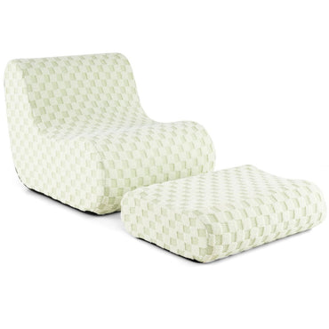 Bean Bag Chair with Ottoman Accent Lazy Sofa Chair Set