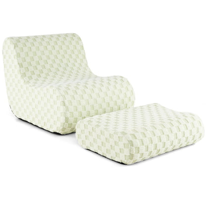 Bean Bag Chair with Ottoman Accent Lazy Sofa Chair Set
