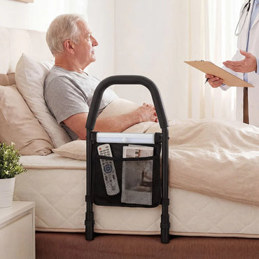 Bed Rails with Motion Sensor Light and Storage Pocket for Elderly Adults