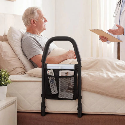 Bed Rails with Motion Sensor Light and Storage Pocket for Elderly Adults