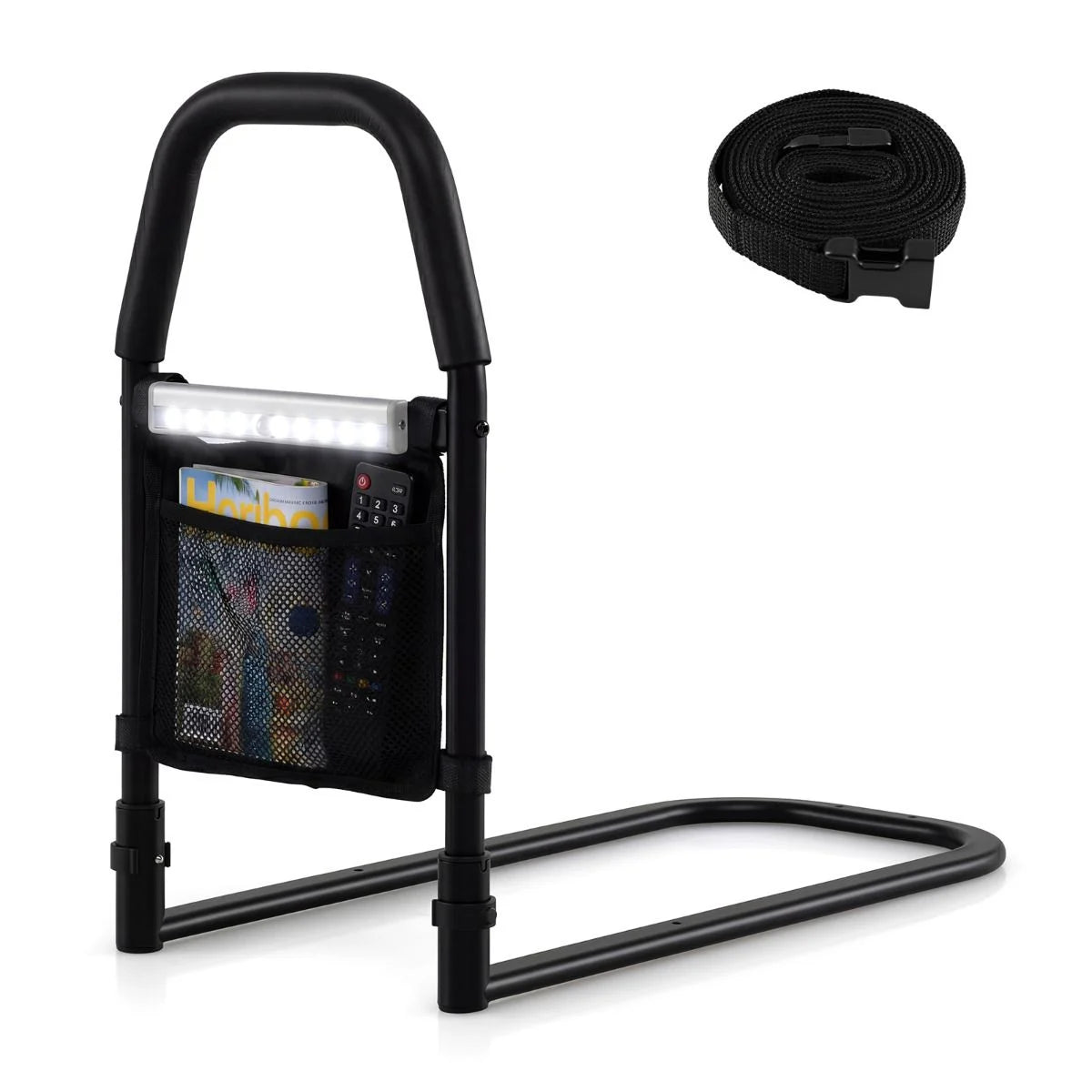 Bed Rails with Motion Sensor Light and Storage Pocket for Elderly Adults