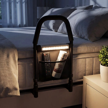 Bed Rails with Motion Sensor Light and Storage Pocket for Elderly Adults