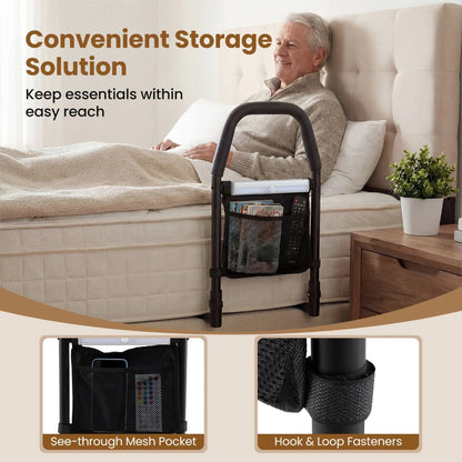 Bed Rails with Motion Sensor Light and Storage Pocket for Elderly Adults