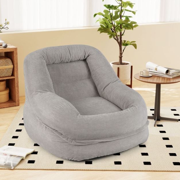 Boneless Floor Single Sofa Chair with Soft Stripe Corduroy Cover