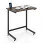 C-shaped End Table with Wheels Mobile Bedside Table with Built-in Phone Slot