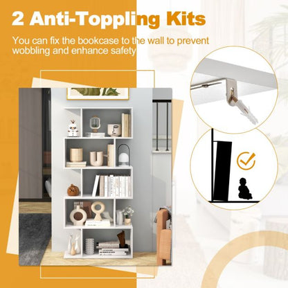 Geometric S-Shaped Bookcase with Anti-Toppling Device for Living Room Home Office